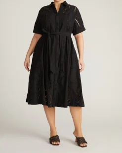 Tina Cotton Poplin Shirtdress Black