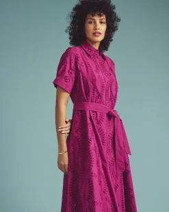 Tina Cotton Poplin Shirtdress Hyper Pink