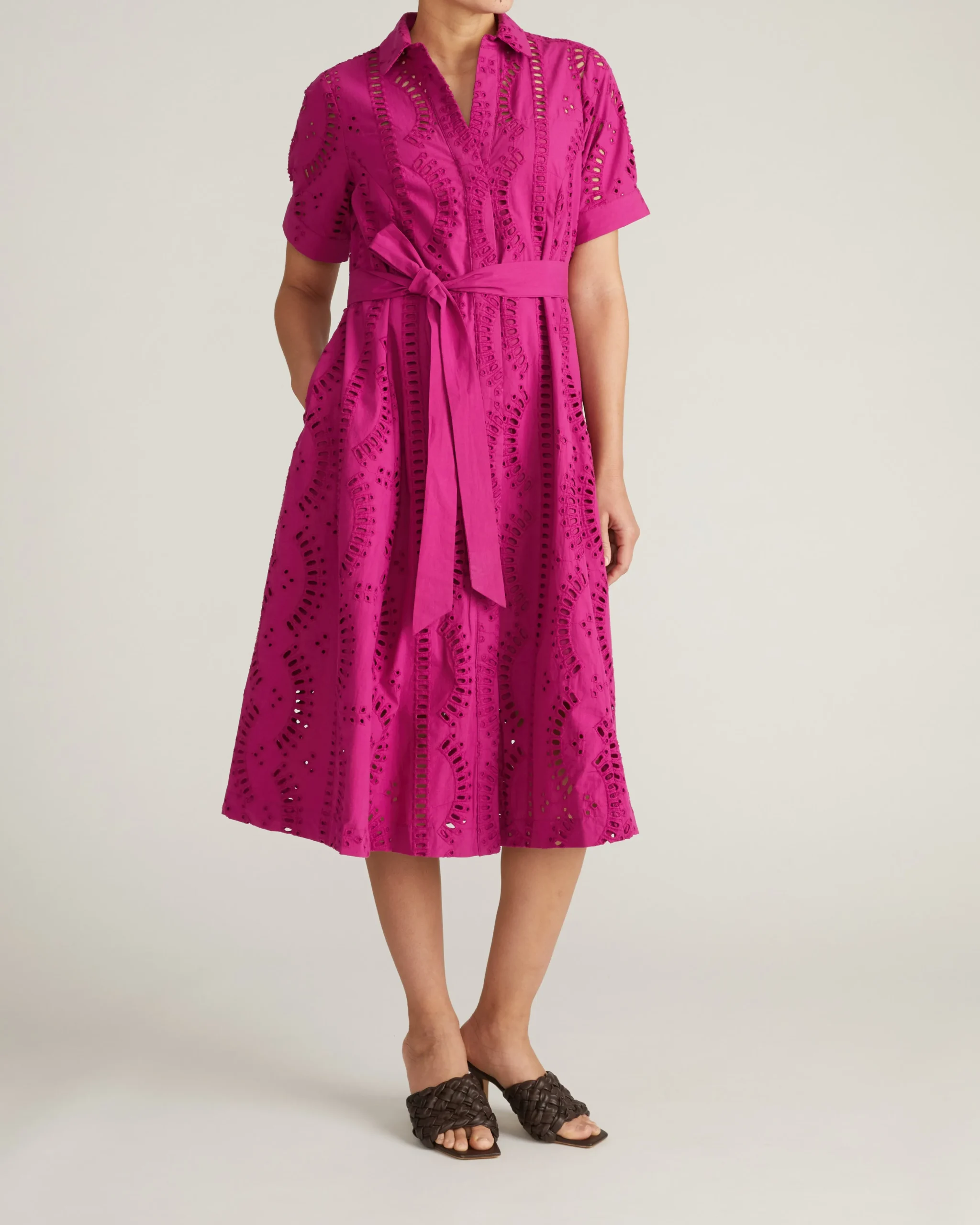 Tina Cotton Poplin Shirtdress Hyper Pink