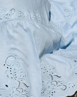 Tosca Embroidered Linen Blend Maxi Skirt Cielo Blue