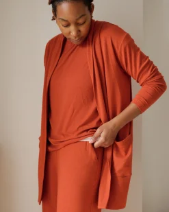 TravelKnit Minimalist Cardigan Warm Russet