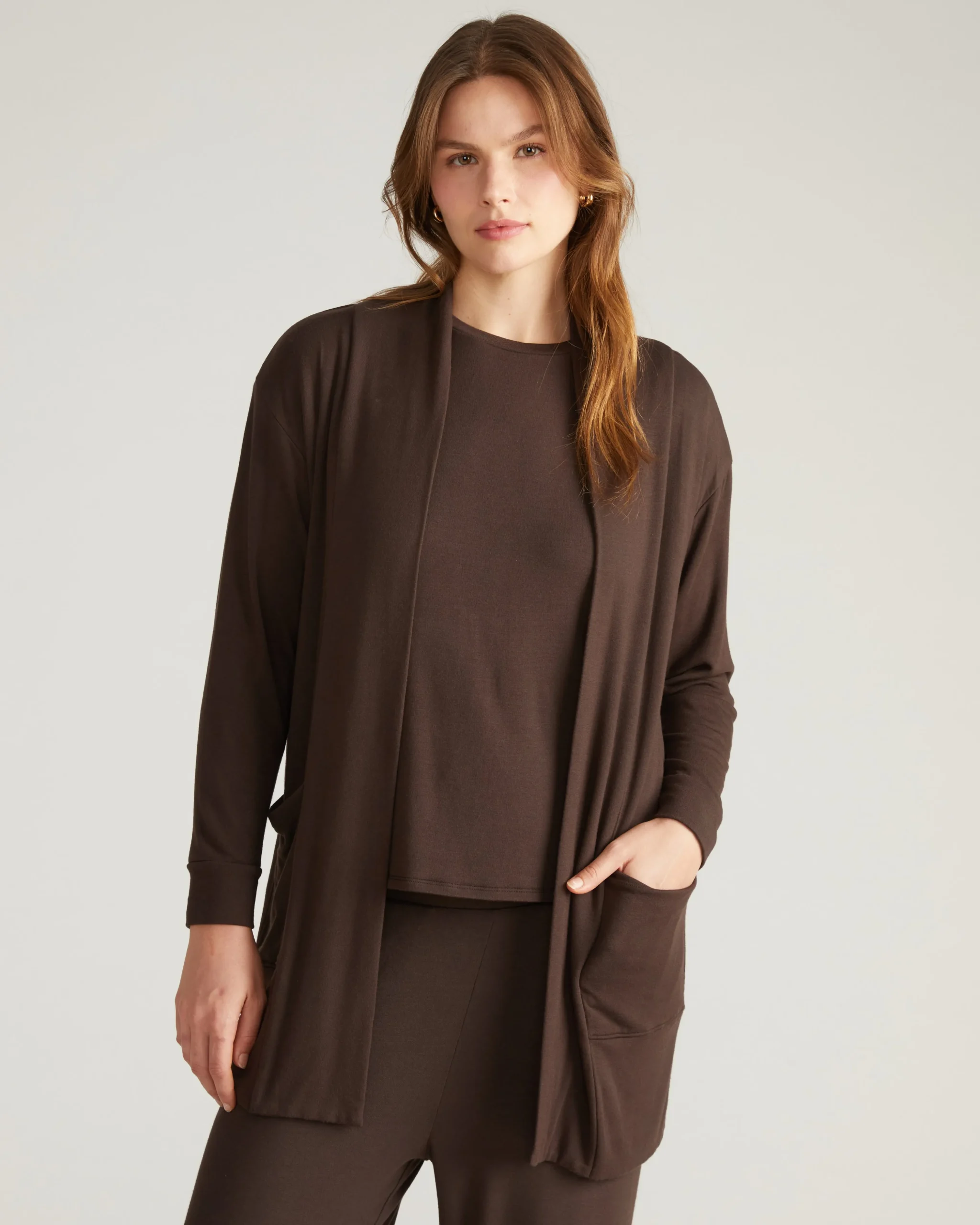 TravelKnit Minimalist Cardigan Espresso