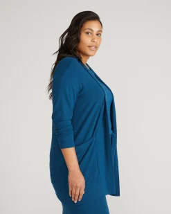TravelKnit Minimalist Cardigan Blue Teal