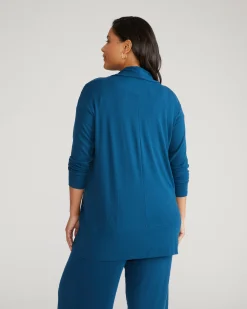 TravelKnit Minimalist Cardigan Blue Teal