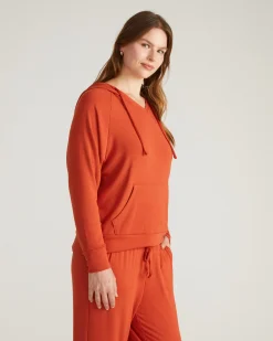 TravelKnit V Neck Hoodie Warm Russet
