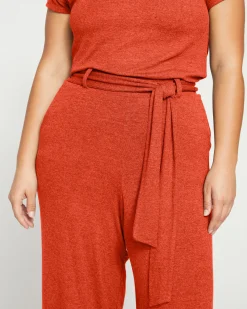 TravelKnit Wide Leg Pants Warm Russet