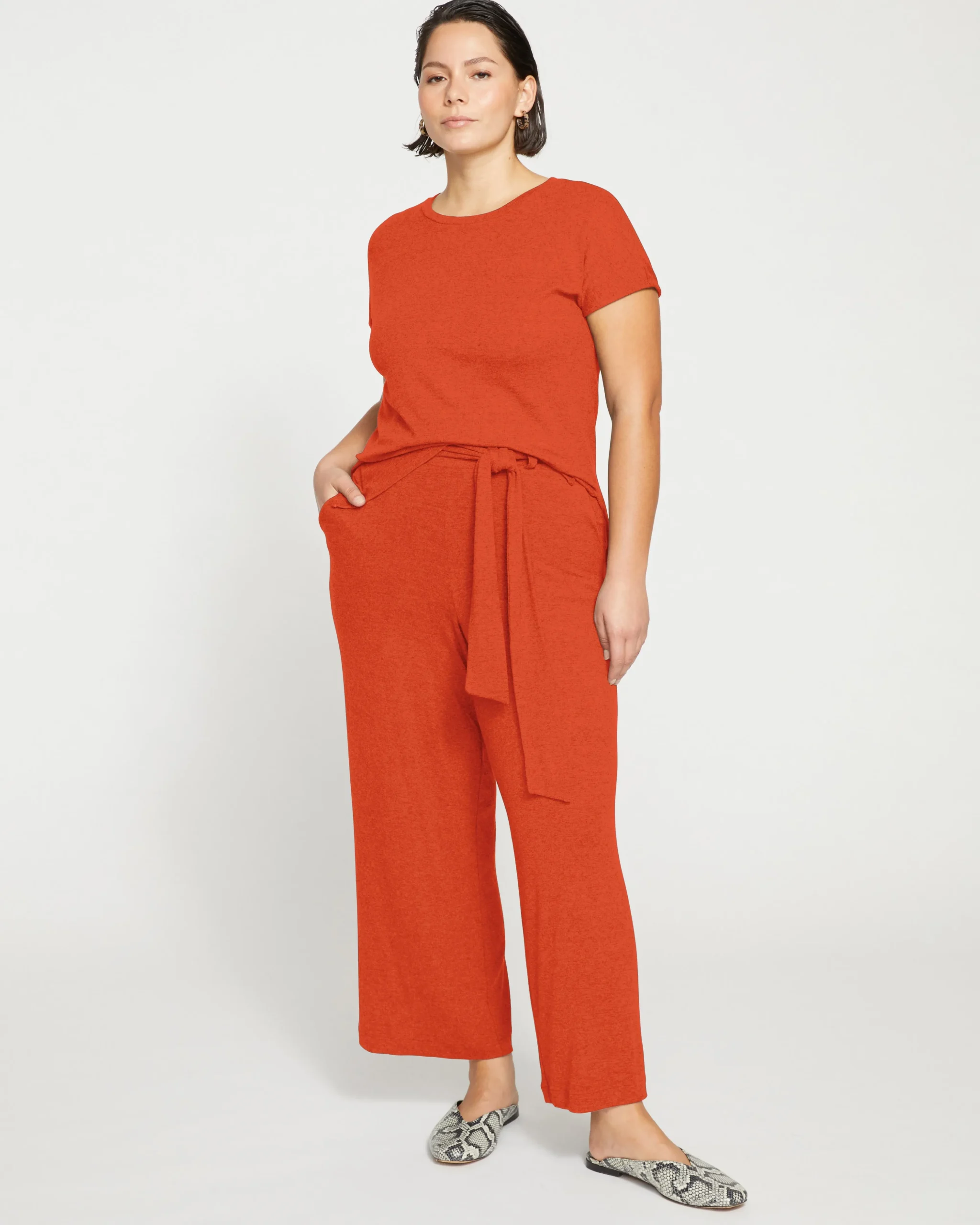 TravelKnit Wide Leg Pants Warm Russet