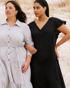 Victoria Linen Blend Dress Black