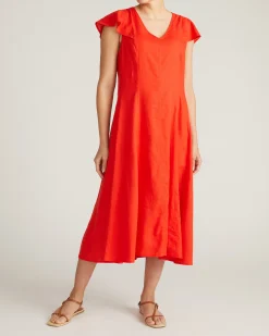 Victoria Linen Blend Dress Shoreline Sunset