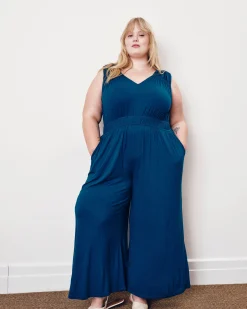 Zoey Liquid Jersey Jumpsuit Blue Teal