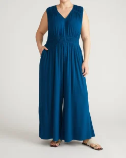 Zoey Liquid Jersey Jumpsuit Blue Teal